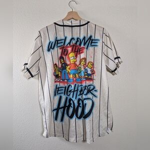 The Simpsons Comic Striped Graphic Baseball Jersey T-Shirt